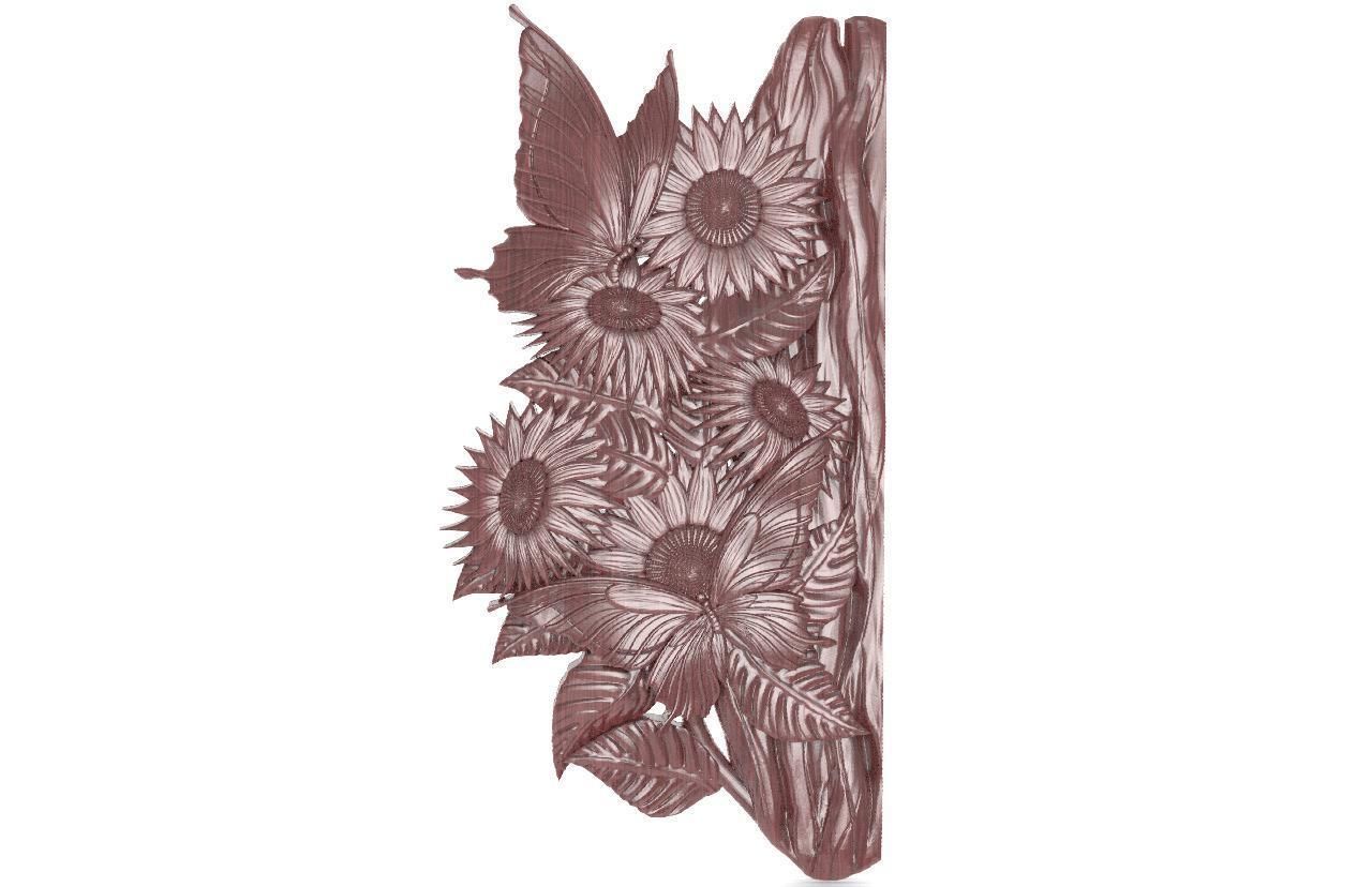 sunflowers and butterflies CNC 3D print model_8