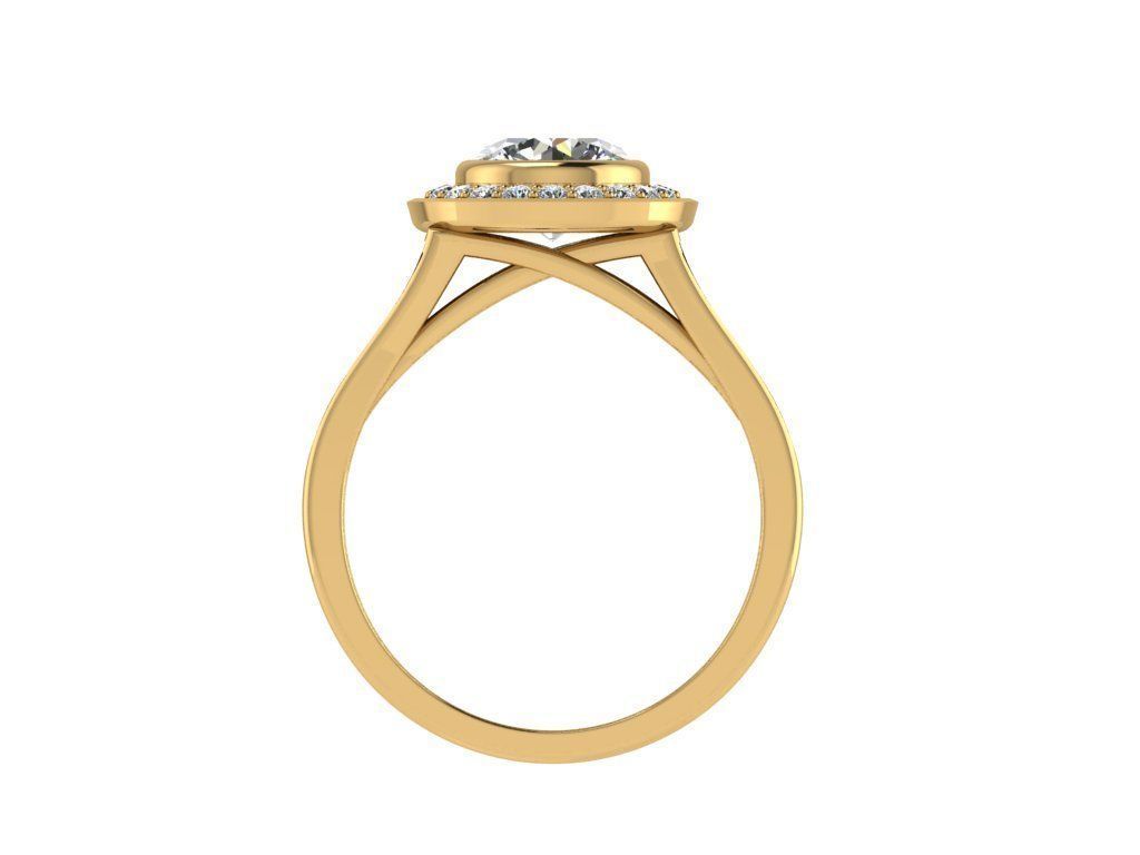 Ring019 gold engagement ring with diamonds 3D print model_2