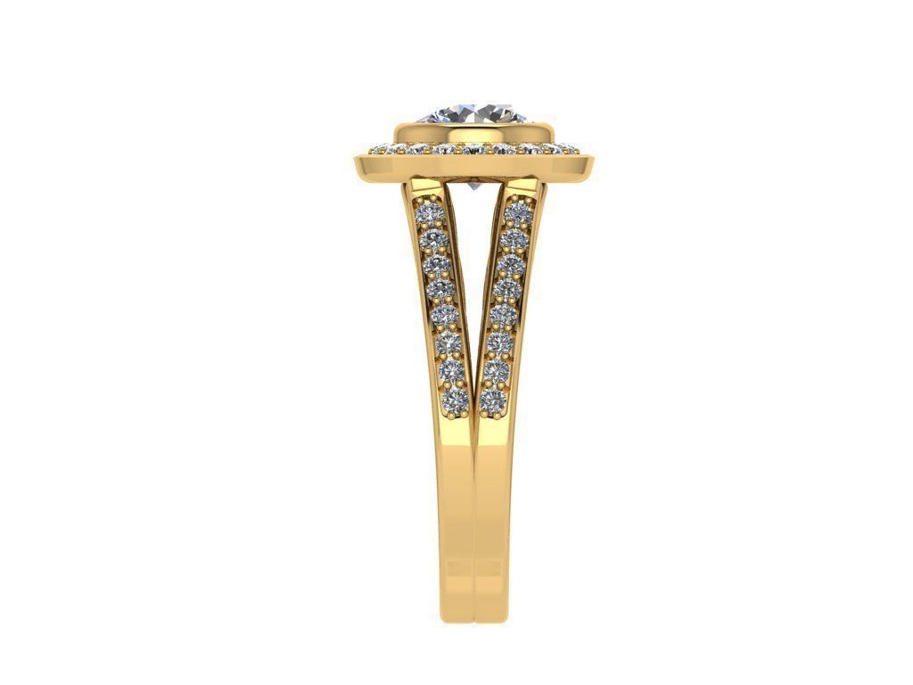 Ring019 gold engagement ring with diamonds 3D print model_3