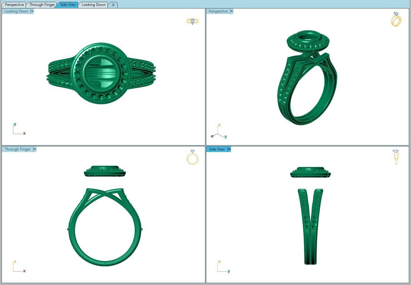 Ring019 gold engagement ring with diamonds 3D print model_8