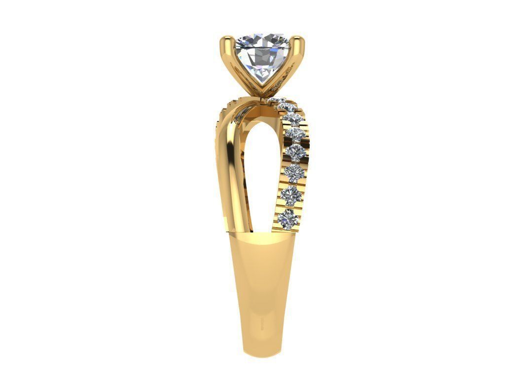 Ring022 diamond engagement ring gold 3D print model_3