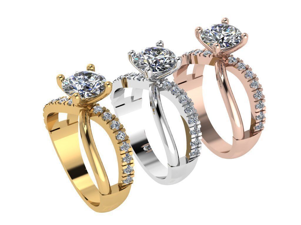 Ring022 diamond engagement ring gold 3D print model_4