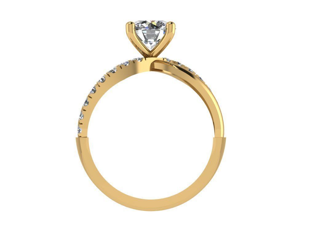 Ring022 diamond engagement ring gold 3D print model_2