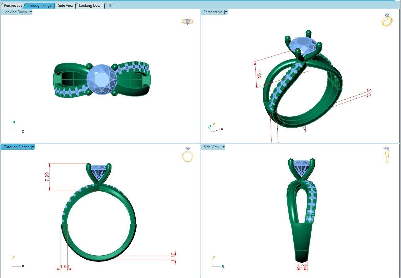 Ring022 diamond engagement ring gold 3D print model_5