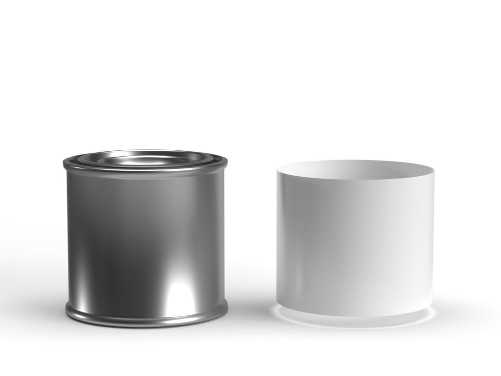 One fourth pint paint can with lid 3D model_1