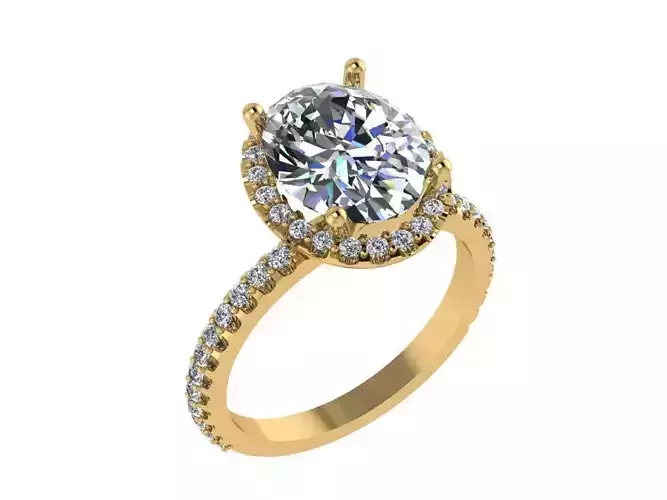 Ring023 oval halo engagement ring gold