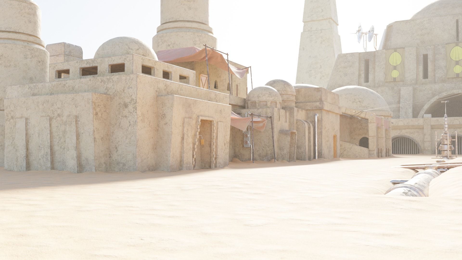 Star Wars Tatooine Anchorhead Street Low-poly 3D model_2
