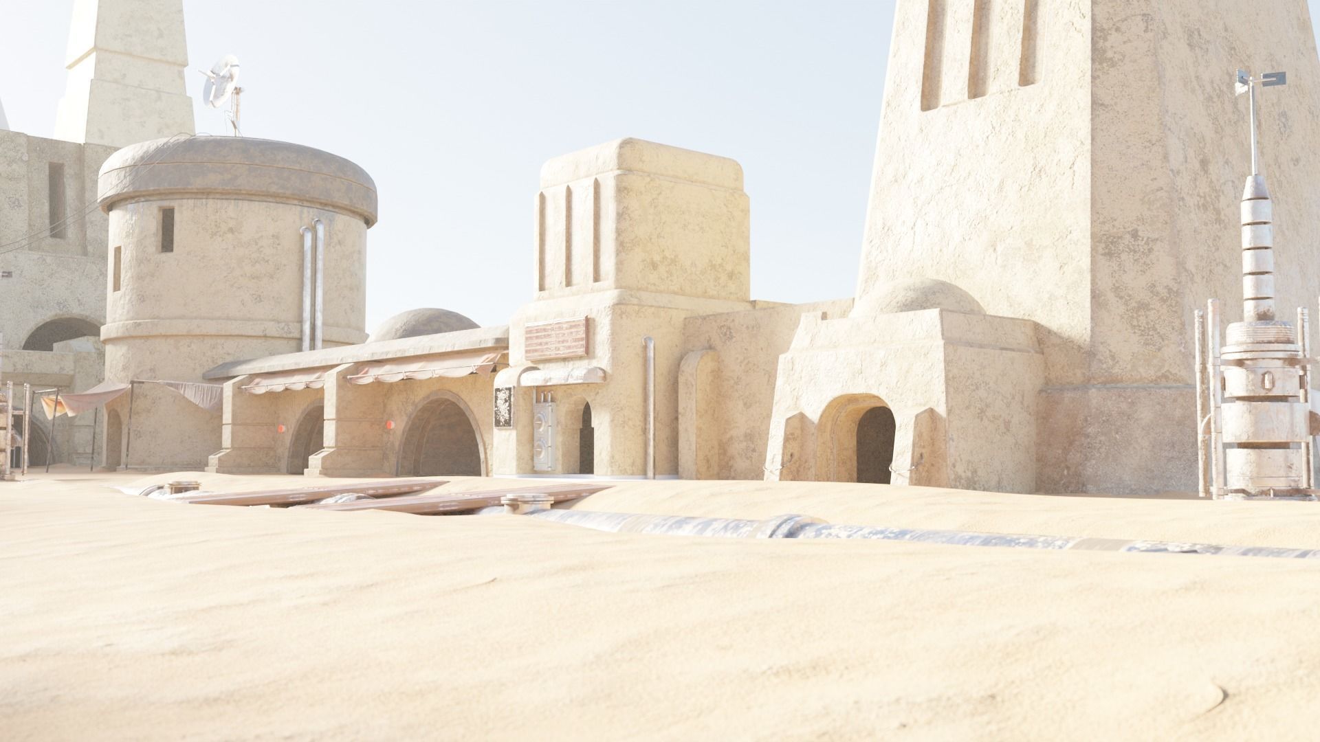 Star Wars Tatooine Anchorhead Street Low-poly 3D model_3