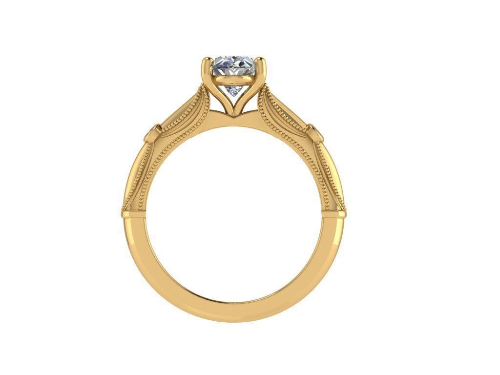 Ring024 oval diamond engagement ring gold 3D print model_2
