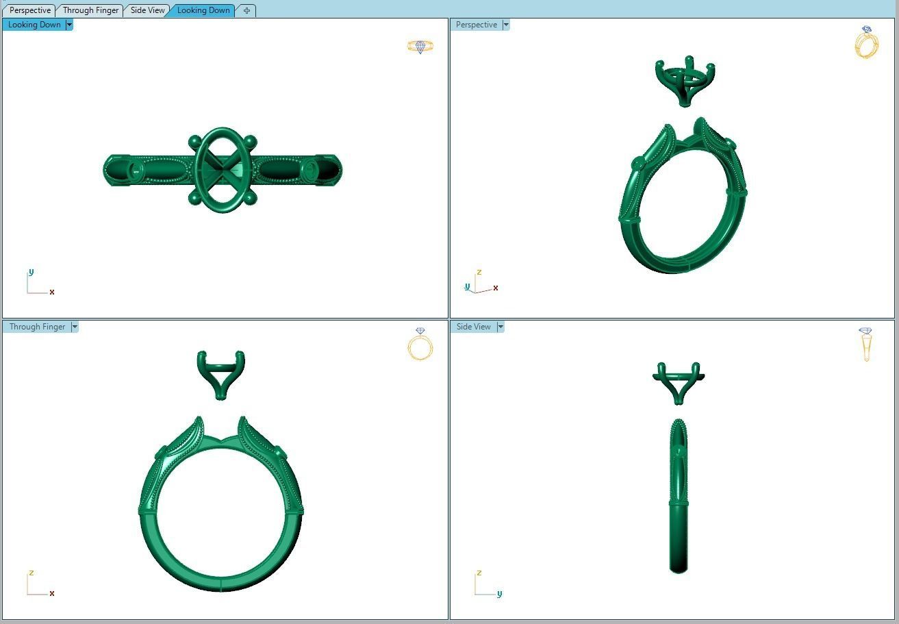 Ring024 oval diamond engagement ring gold 3D print model_8