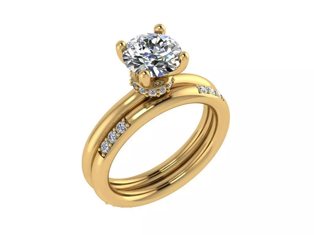 Ring025 engagement ring set gold 3D print model_0