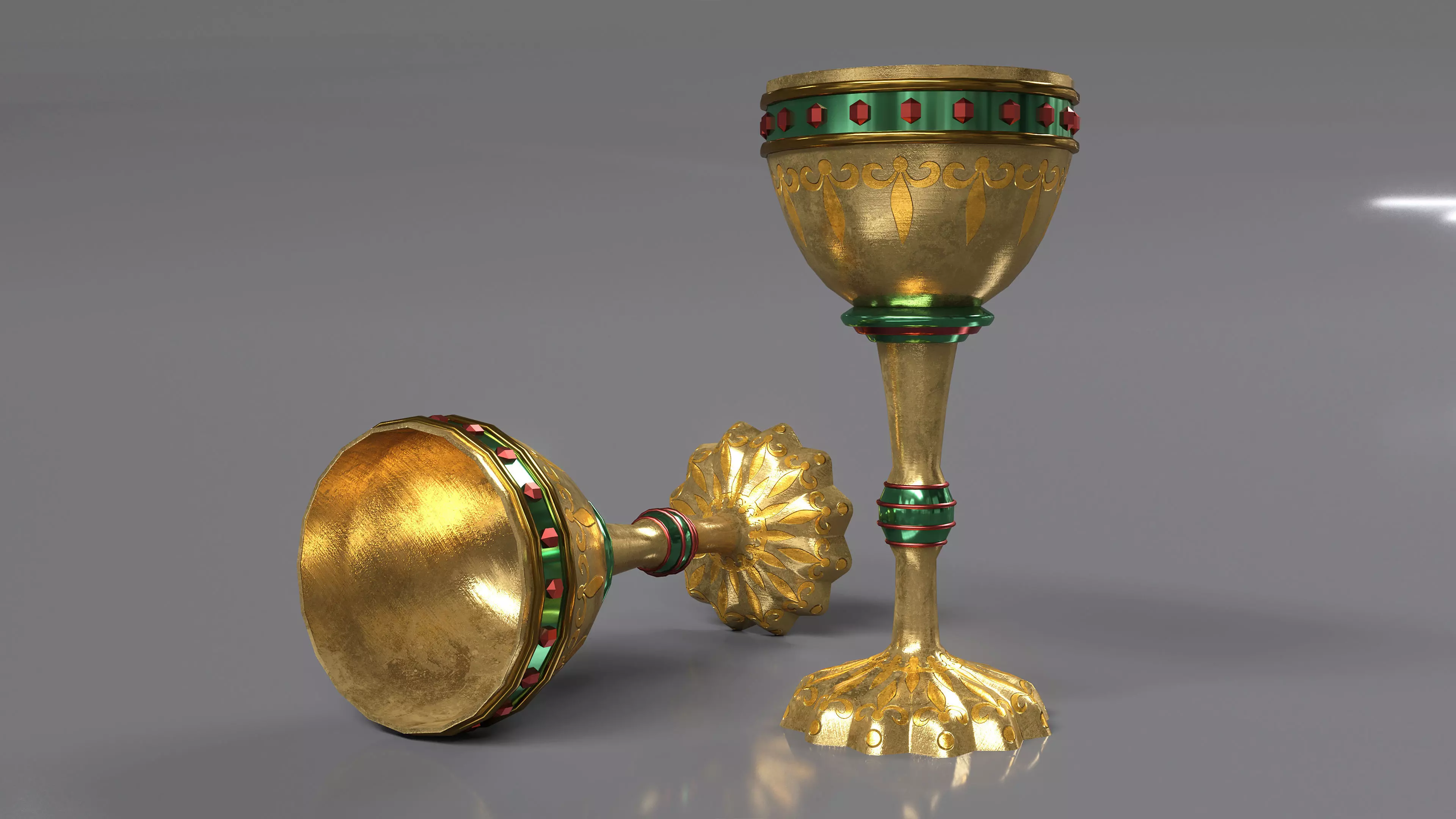 CHALICE-GOLD gold and goblet Low-poly 3D model_0