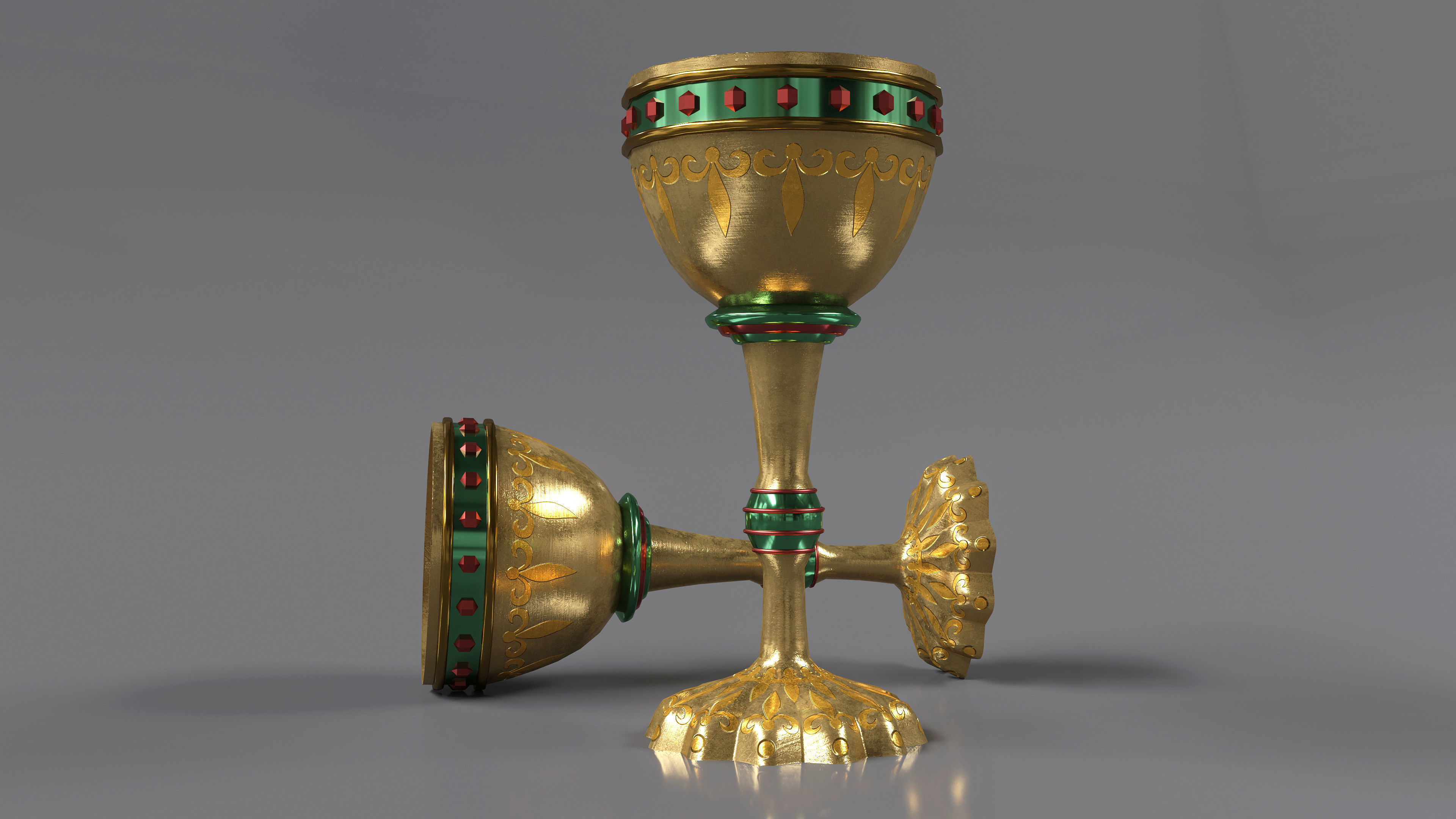 CHALICE-GOLD gold and goblet Low-poly 3D model_3
