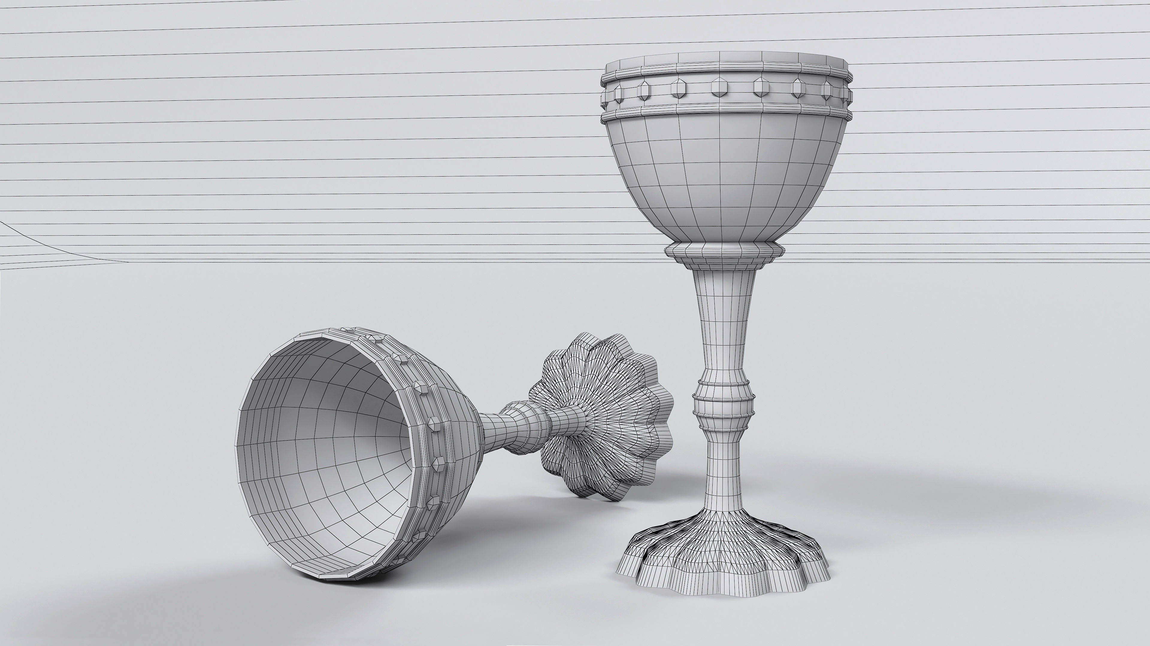 CHALICE-GOLD gold and goblet Low-poly 3D model_1