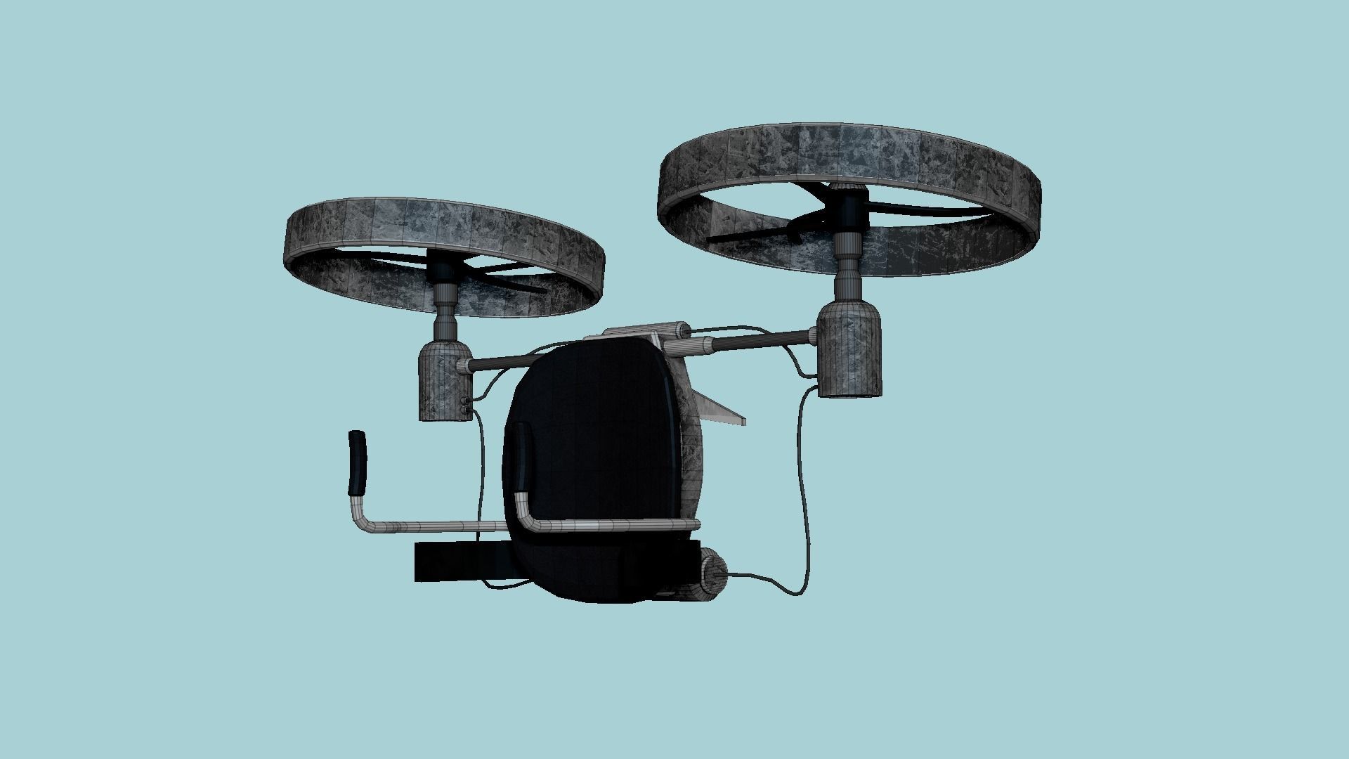 Jetpack Electric B10 Black Dirt - SciFi Character Design Low-poly 3D model_6