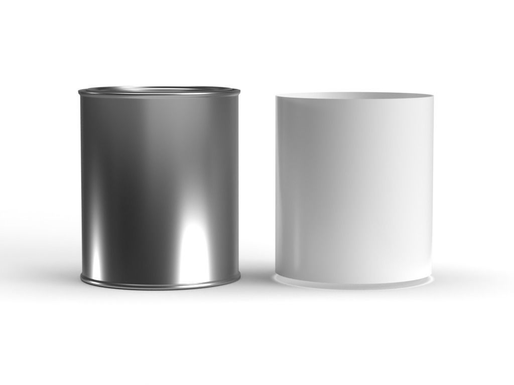 Quart paint can with lid  3D model_1