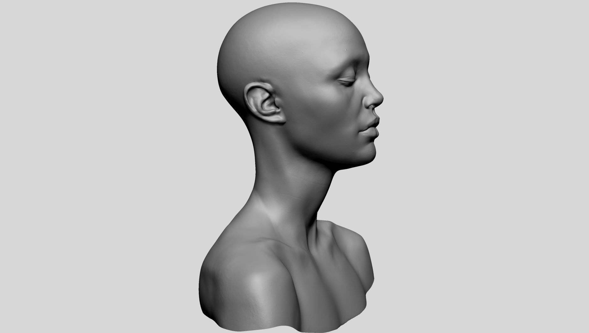 Female Head A 3D model_2
