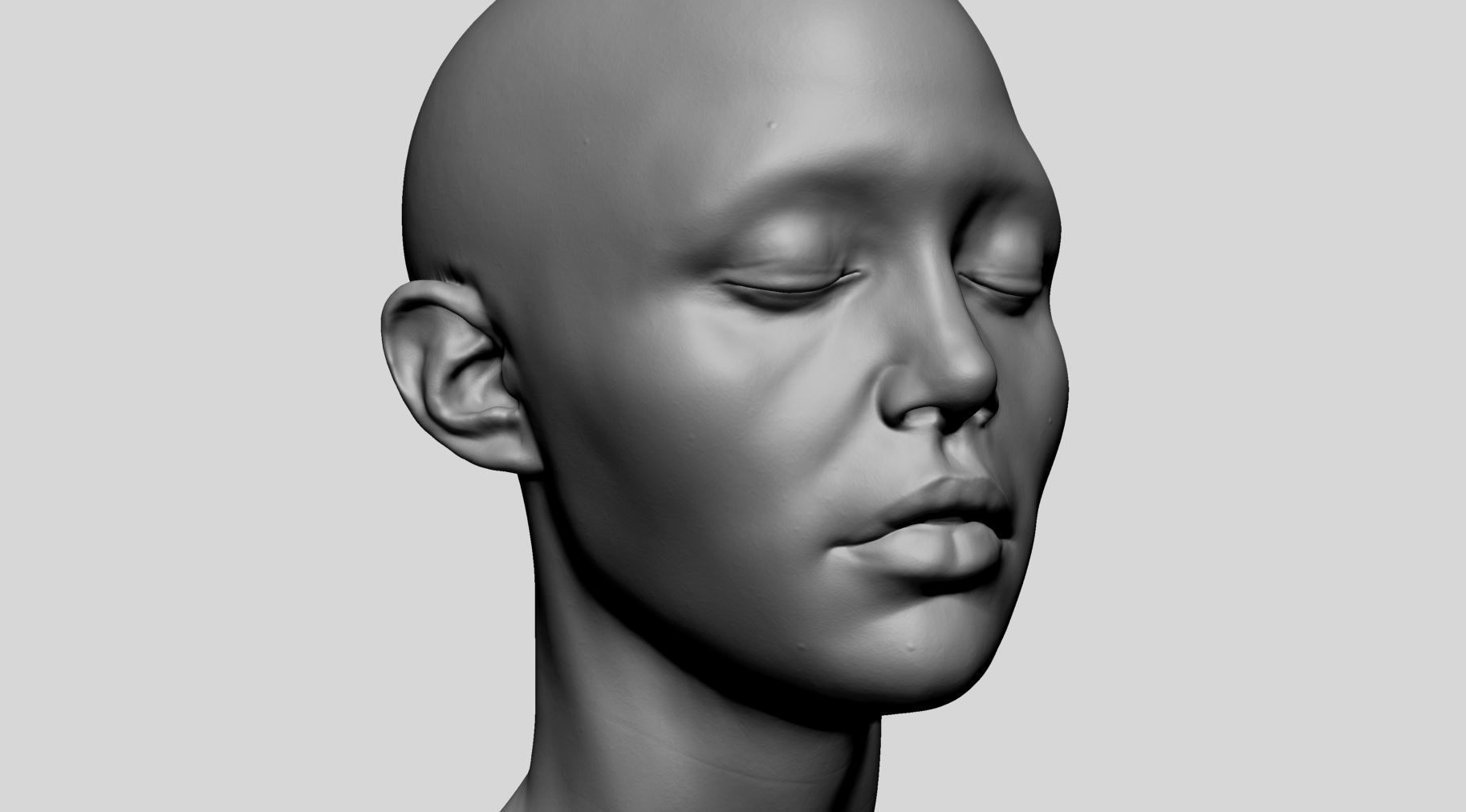 Female Head A 3D model_9