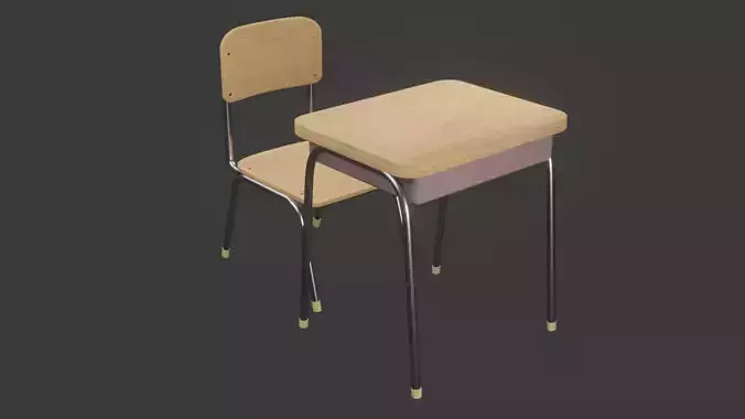 Lowpoly School Desk And Chair 