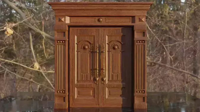 THE Door wooden in woods 3D model