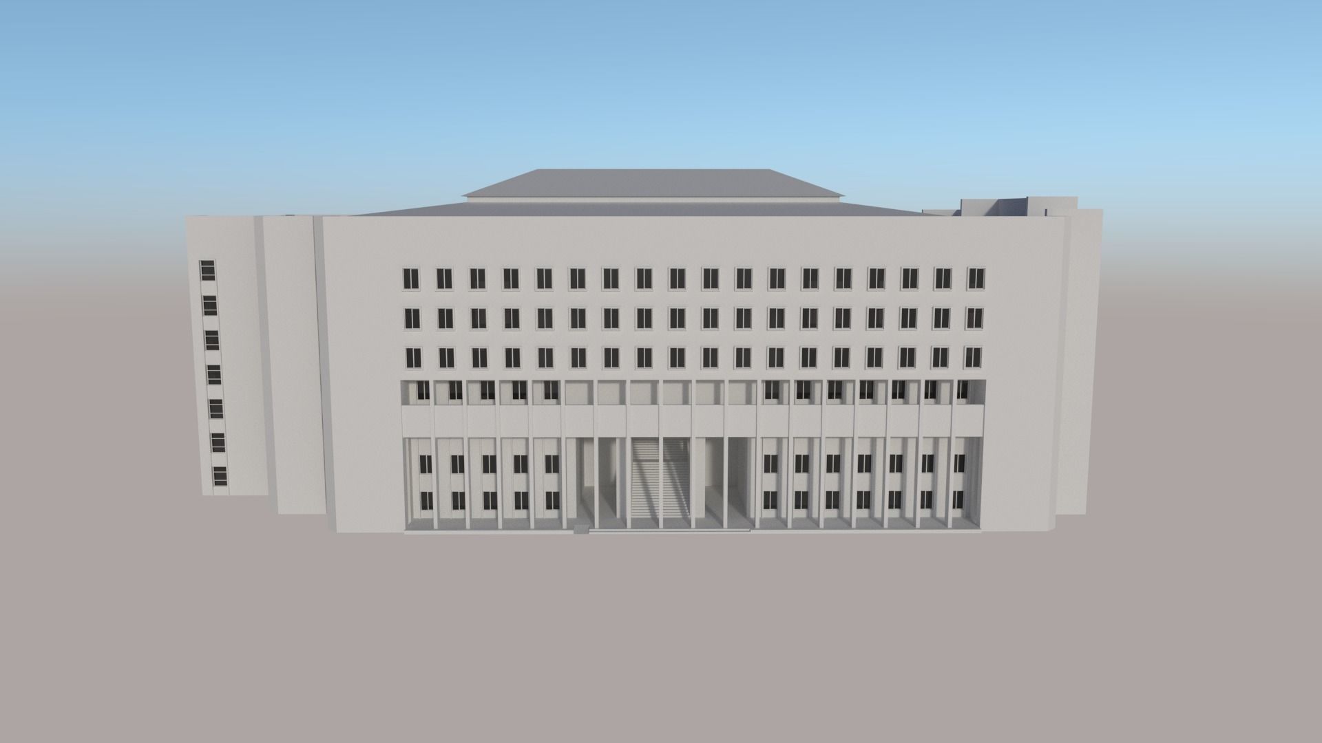 Building No1 Low-poly 3D model_6