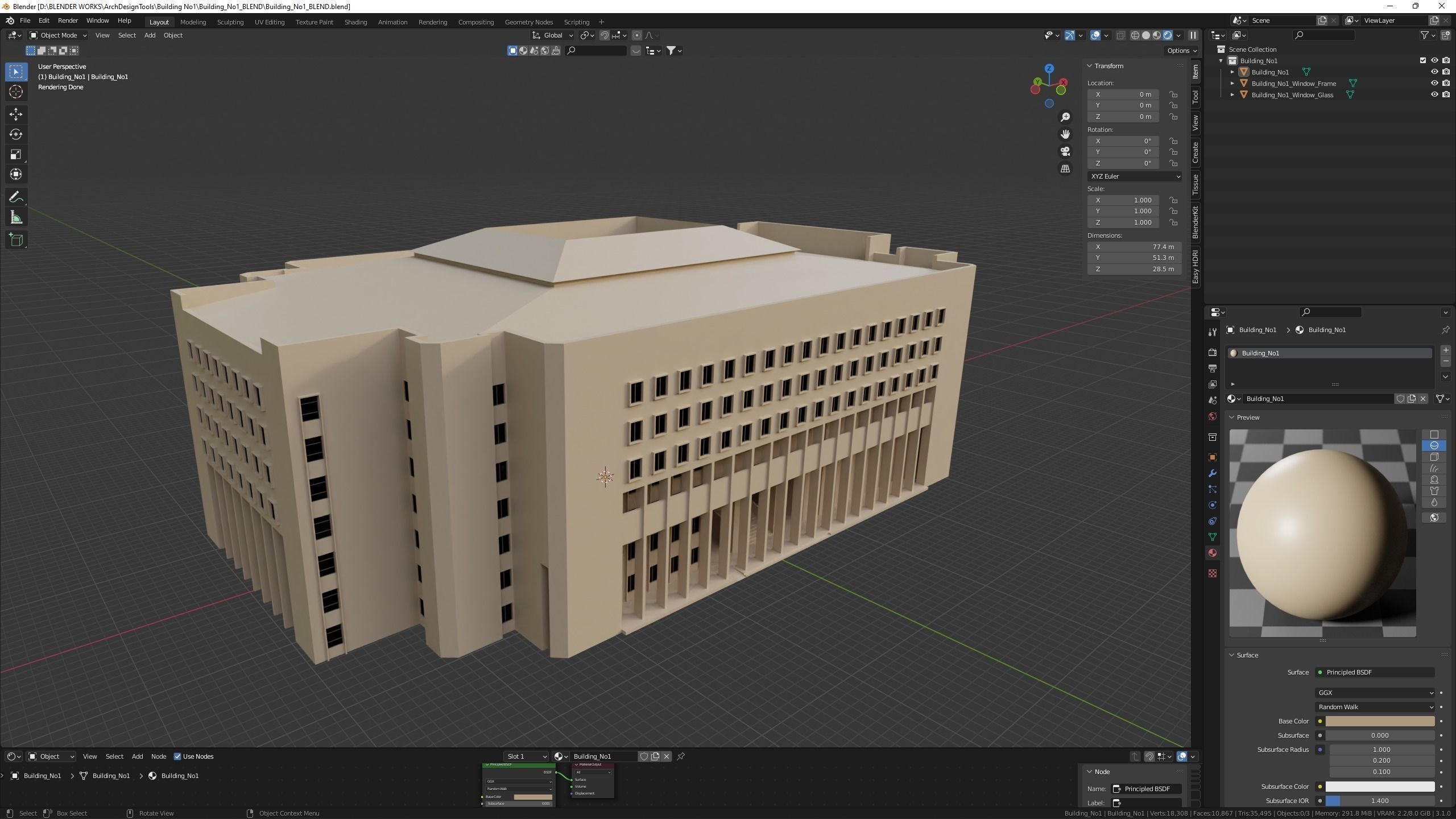 Building No1 Low-poly 3D model_11