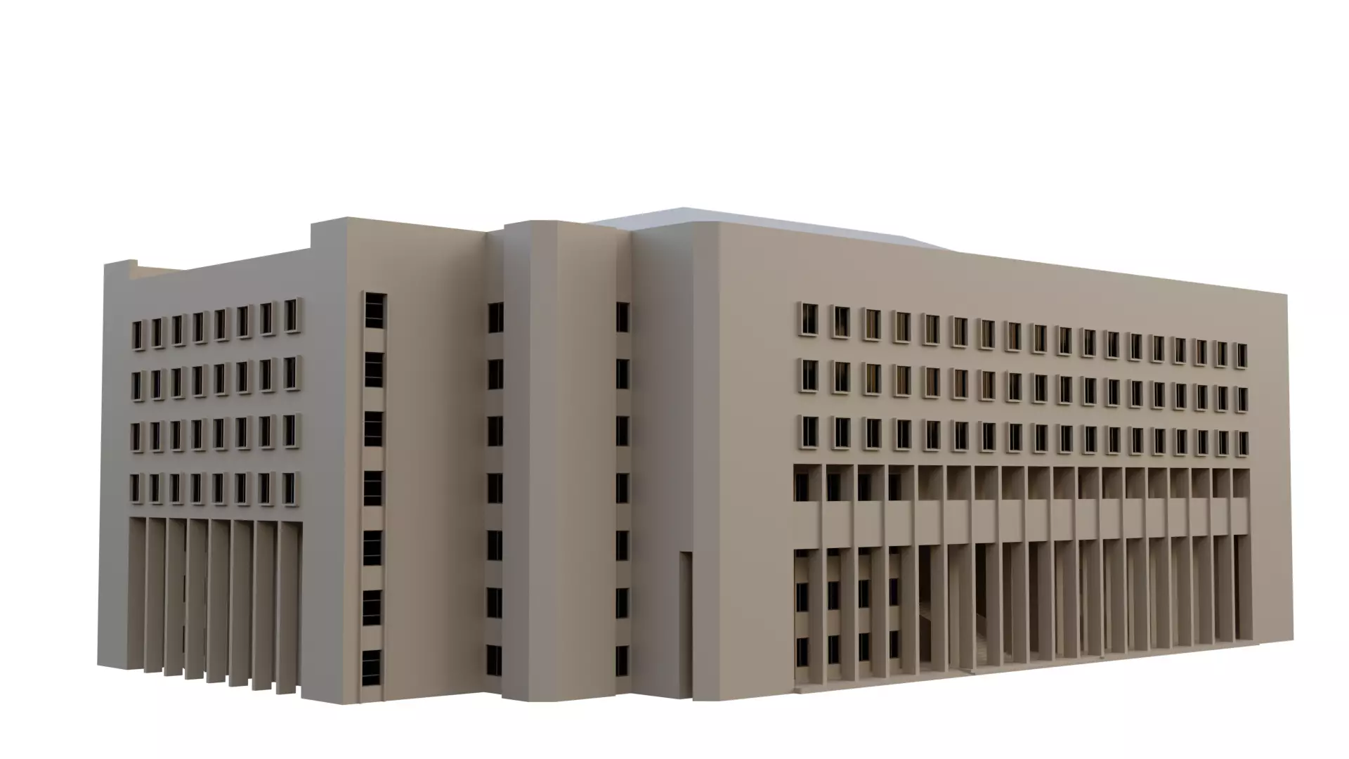 Building No1 Low-poly 3D model_0