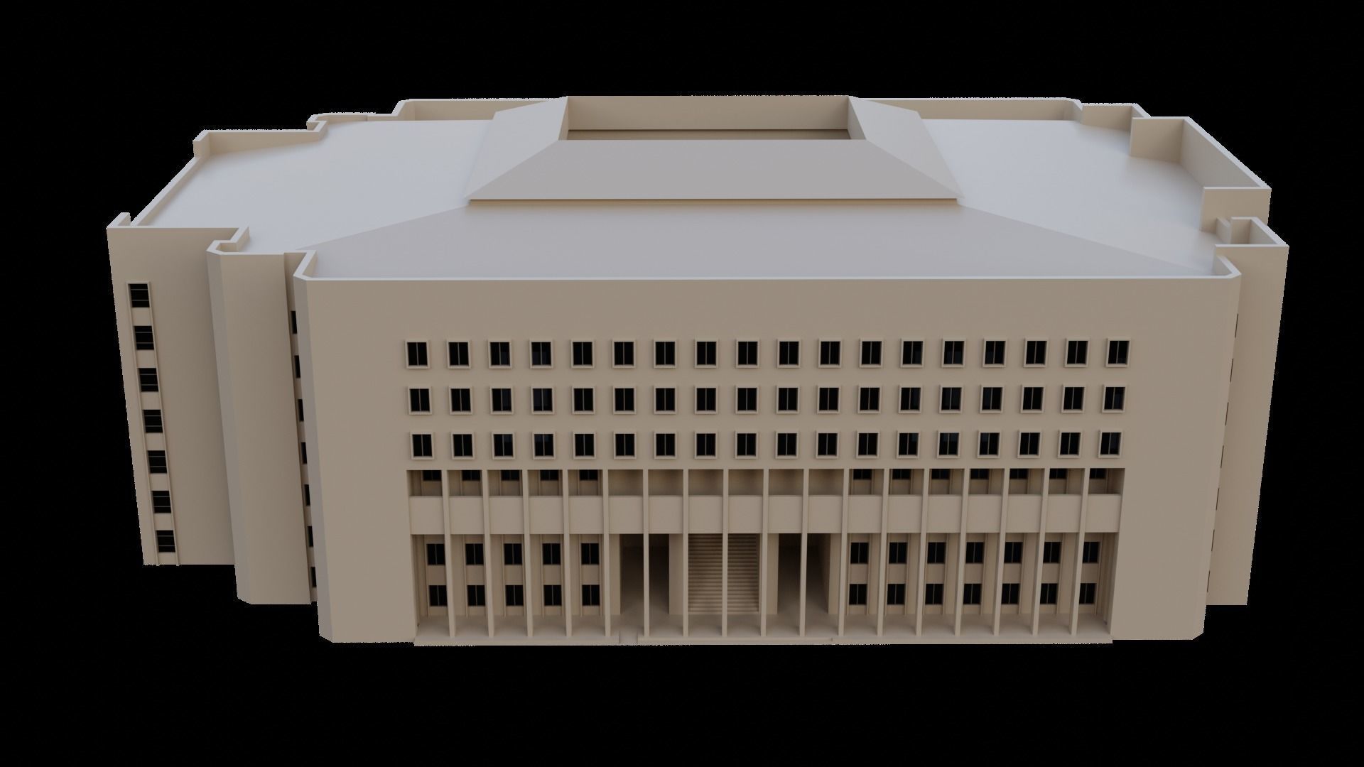 Building No1 Low-poly 3D model_1