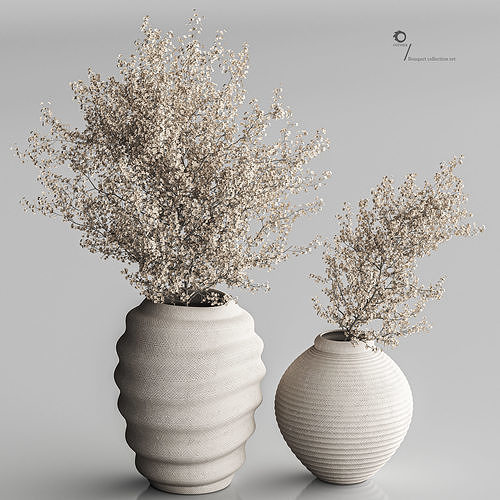 Bouquet collection set two vases 3D model