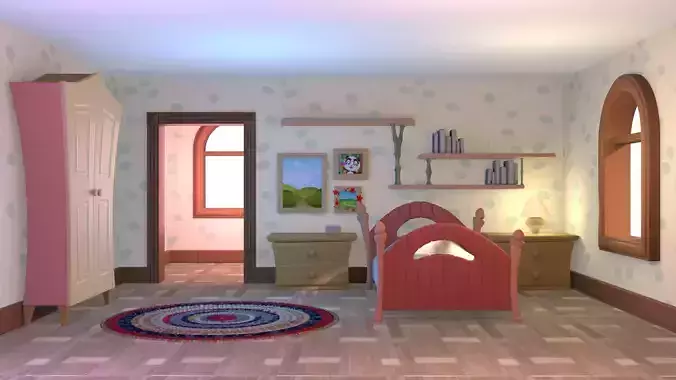 Cartoon bedroom stylized