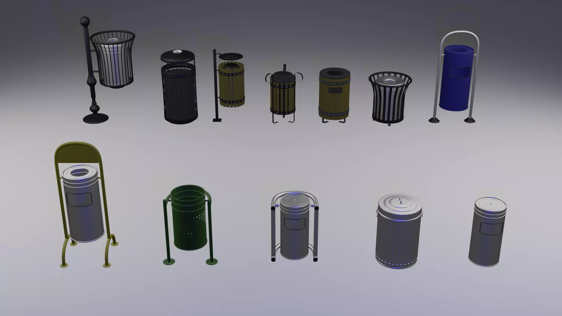 Bin 3D Model trash cans Free 3D model
