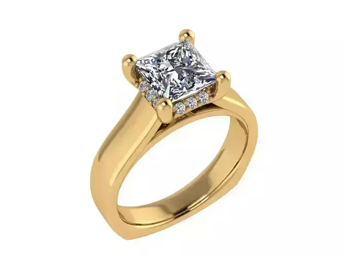 Ring028 princess cut diamond engagement ring gold