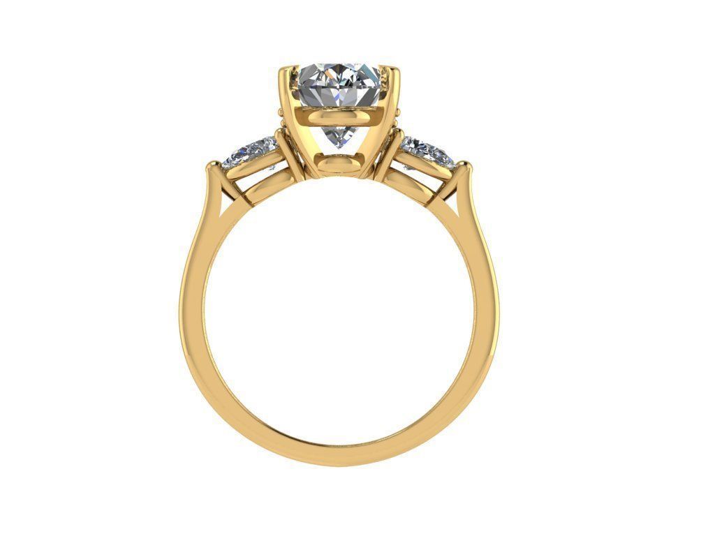 Ring030 gold engagement ring with oval cut diamond 3D print model_2