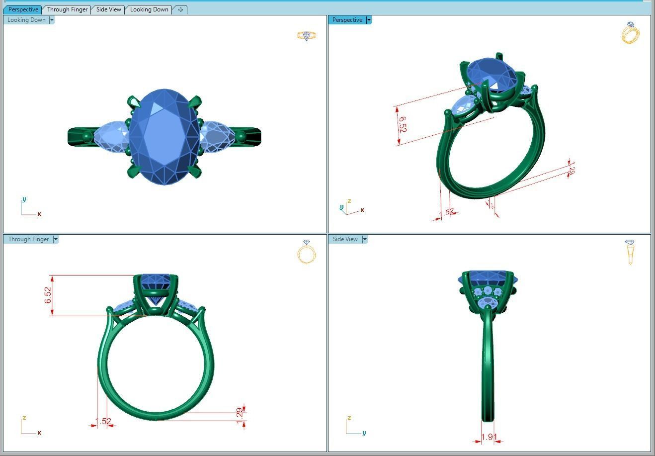 Ring030 gold engagement ring with oval cut diamond 3D print model_5