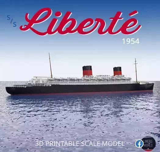 SS LIBERTE ocean liner 1954 - full and waterline printable model 3D print model
