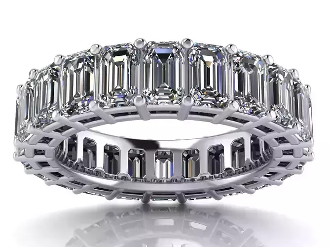 Emerald Cut Diamond Eternity Band Ring - Various Stone Sizes  US 3D print model