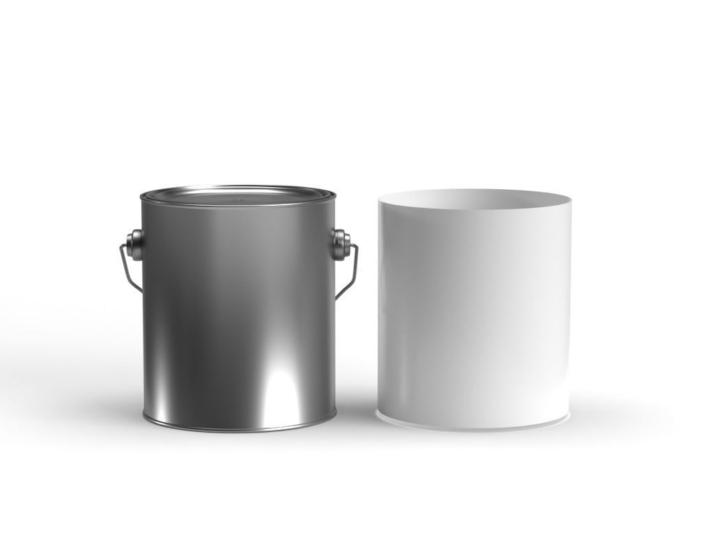 Gallon paint can with metal handle  3D model_1