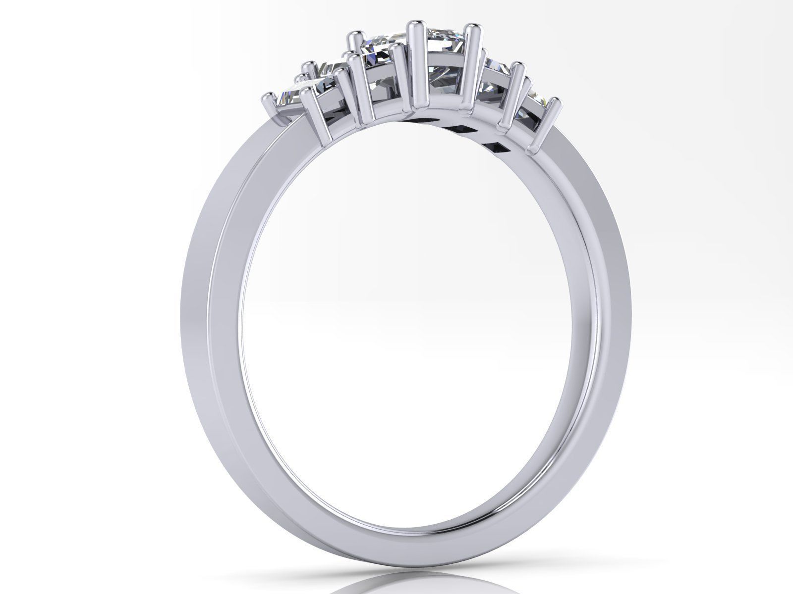 Emerald  Cut Solitaire Engagement Ring - various stone sizes 3D print model_11
