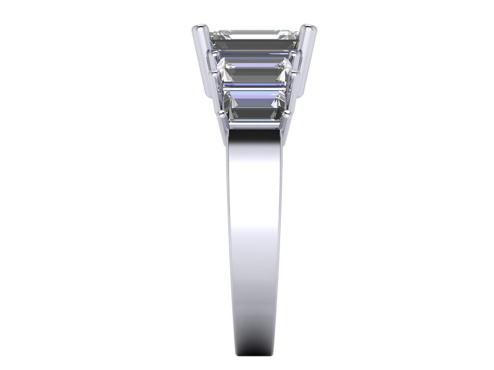 Emerald  Cut Solitaire Engagement Ring - various stone sizes 3D print model_21
