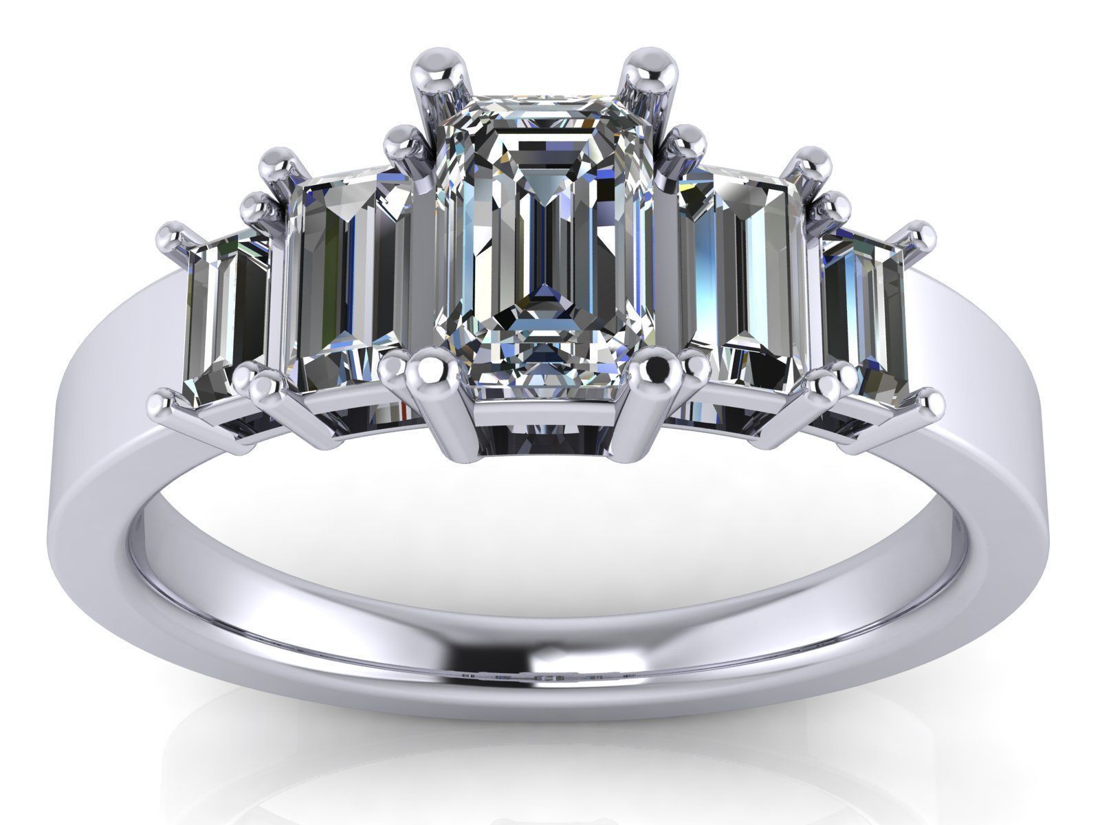 Emerald  Cut Solitaire Engagement Ring - various stone sizes 3D print model_18