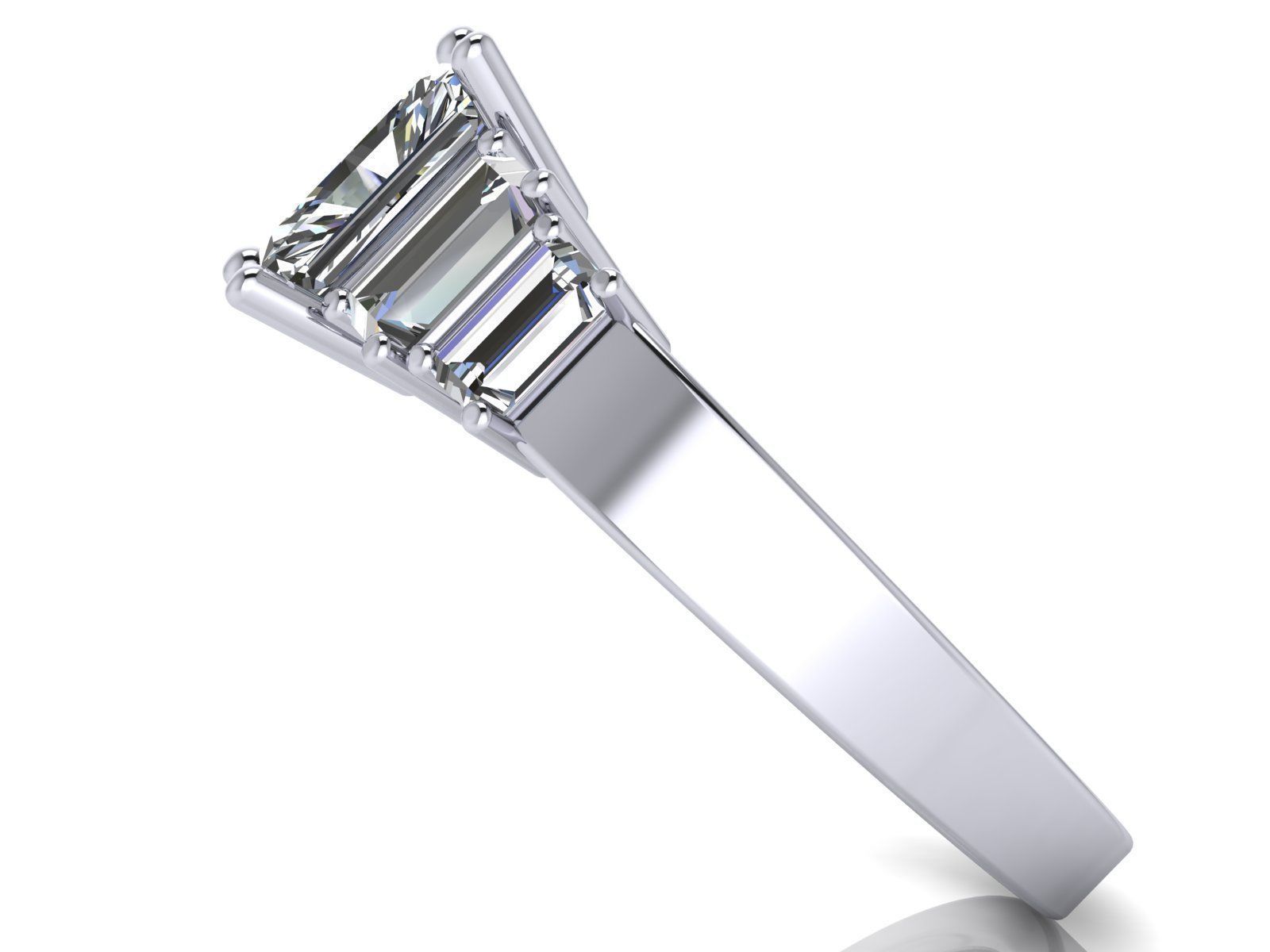 Emerald  Cut Solitaire Engagement Ring - various stone sizes 3D print model_26