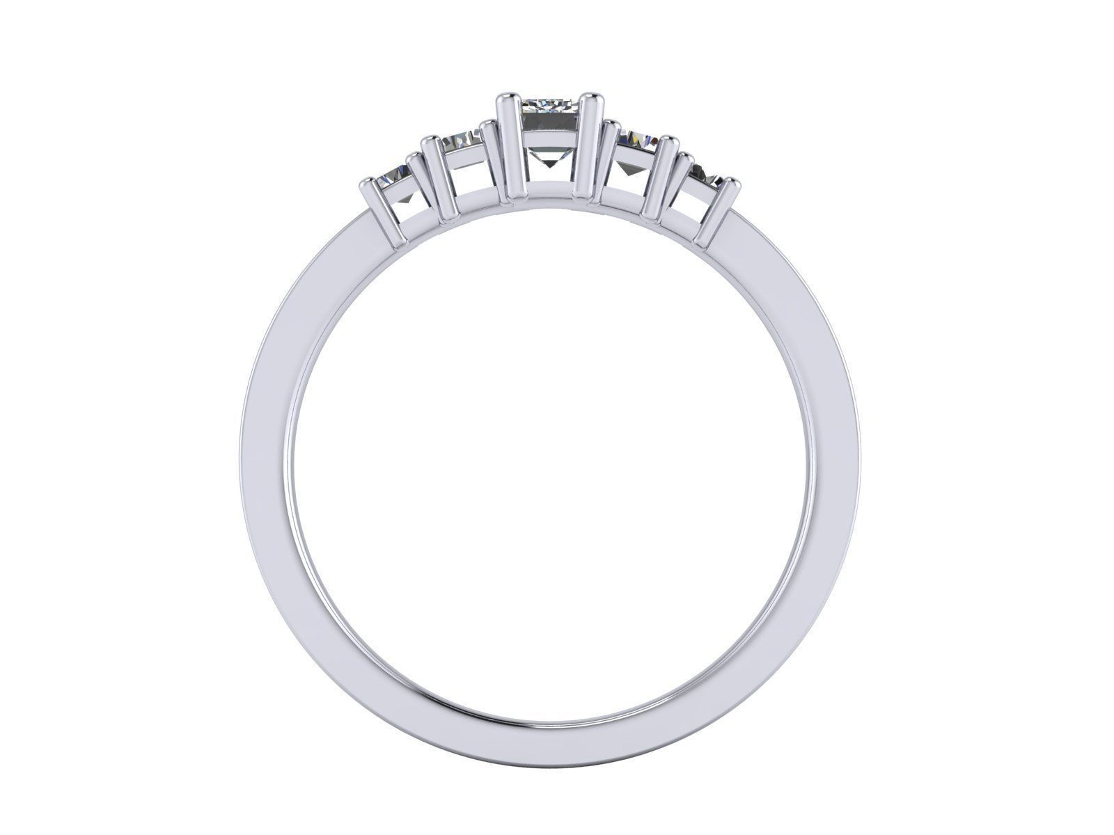 Emerald  Cut Solitaire Engagement Ring - various stone sizes 3D print model_8