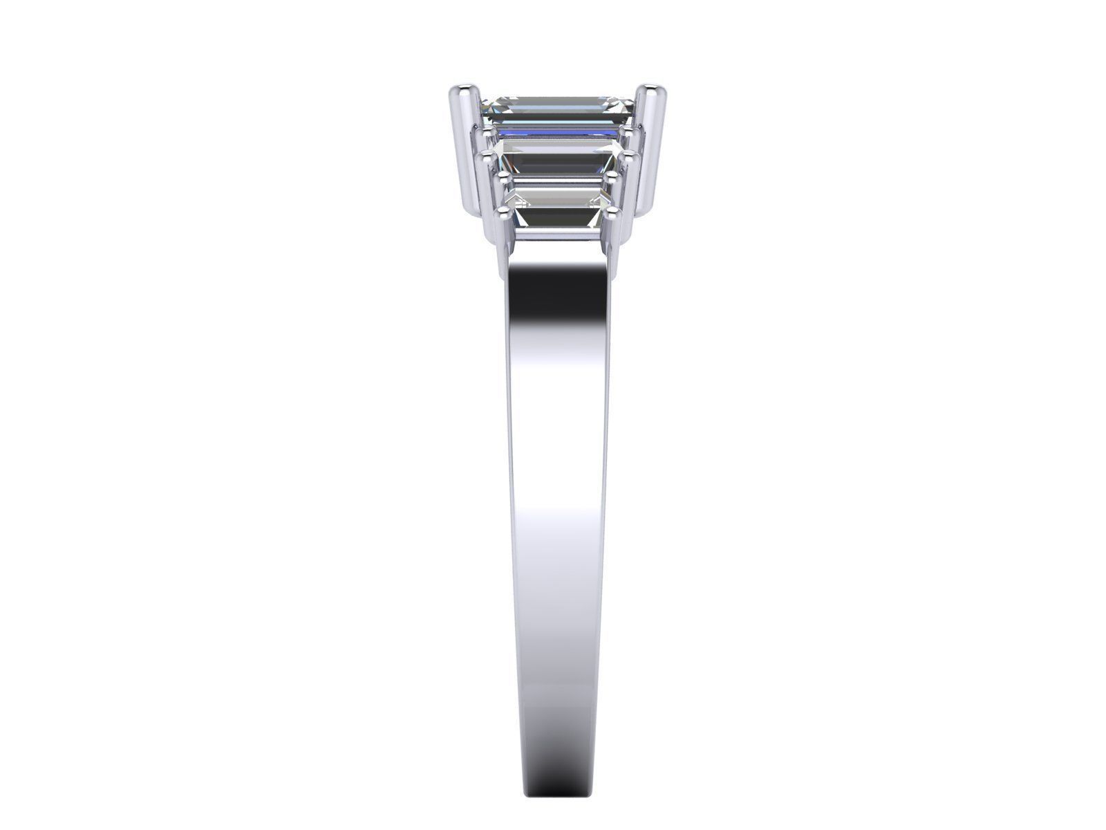 Emerald  Cut Solitaire Engagement Ring - various stone sizes 3D print model_15