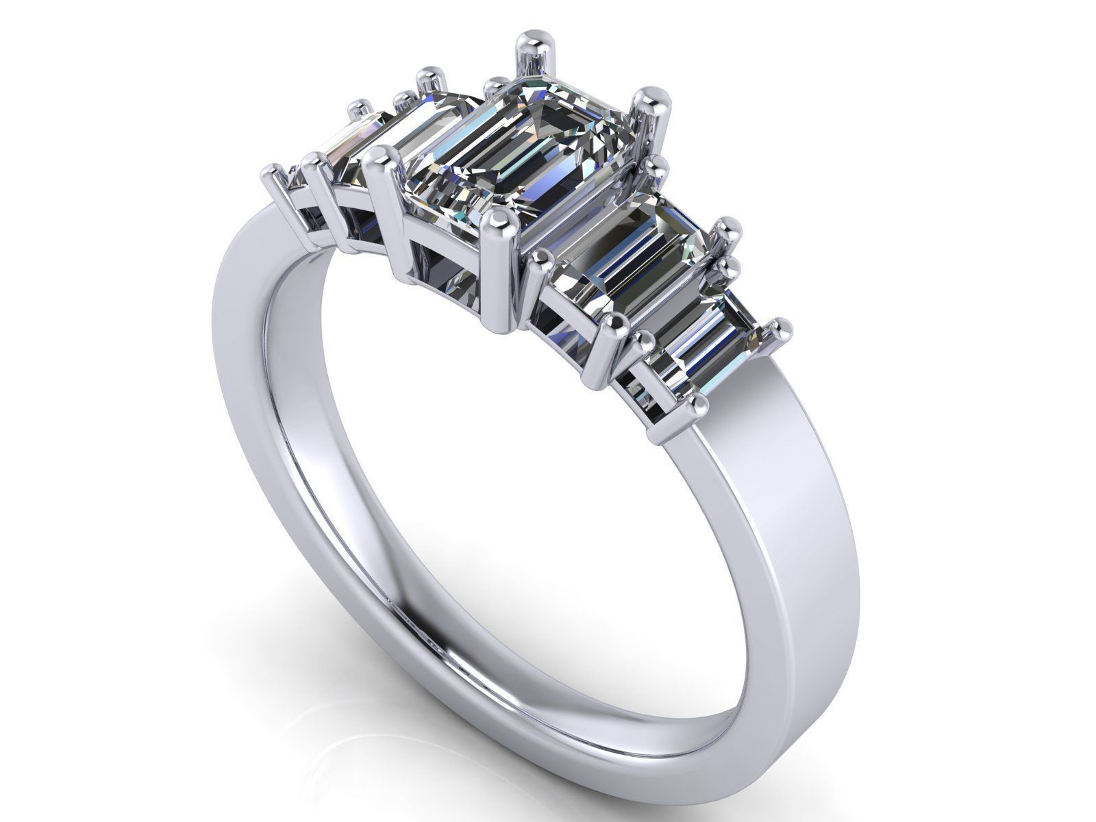 Emerald  Cut Solitaire Engagement Ring - various stone sizes 3D print model_16