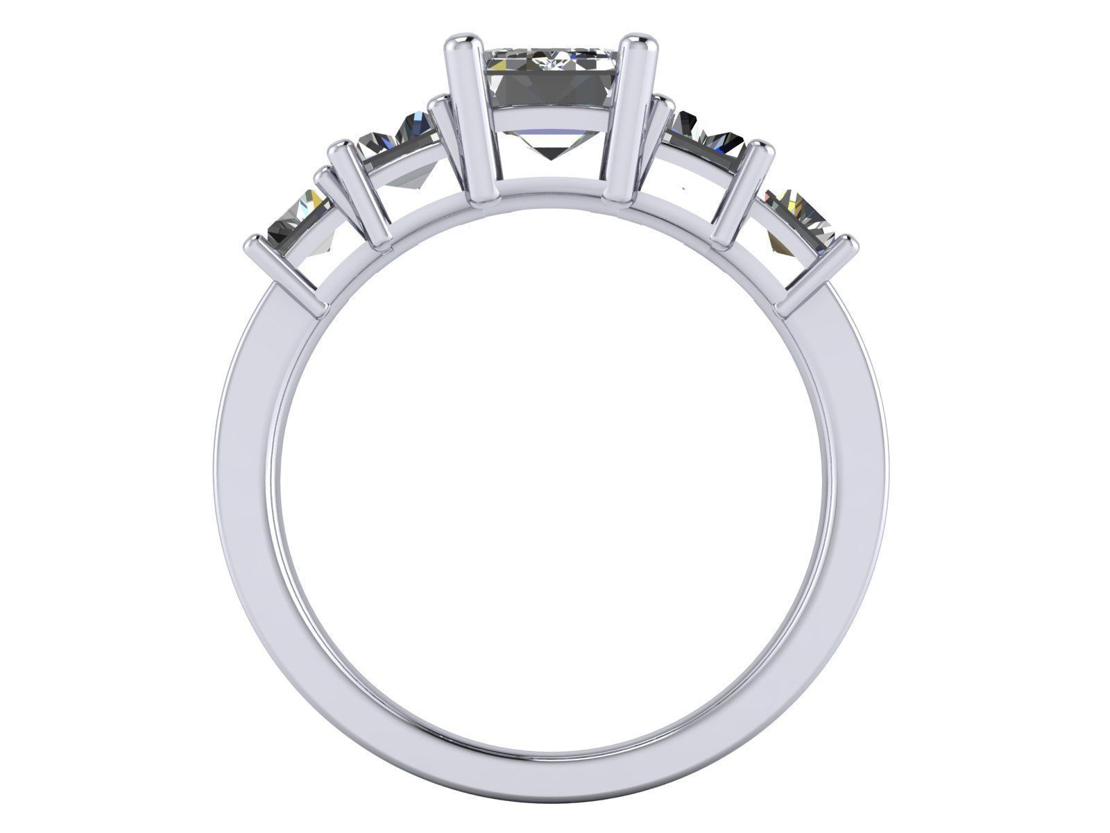 Emerald  Cut Solitaire Engagement Ring - various stone sizes 3D print model_20