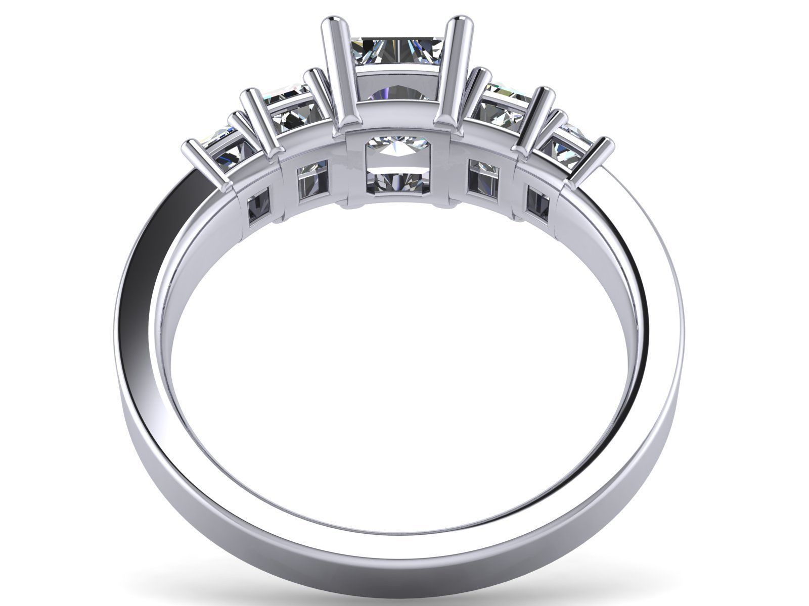 Emerald  Cut Solitaire Engagement Ring - various stone sizes 3D print model_28