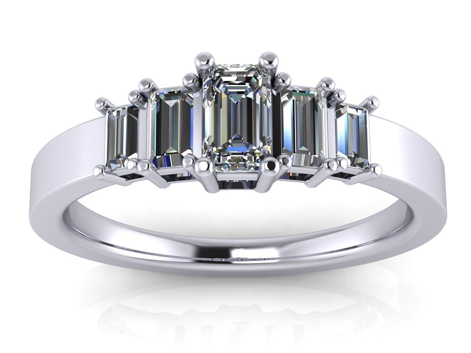 Emerald  Cut Solitaire Engagement Ring - various stone sizes 3D print model_12