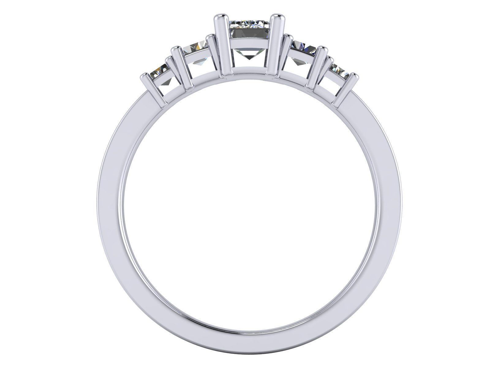 Emerald  Cut Solitaire Engagement Ring - various stone sizes 3D print model_14