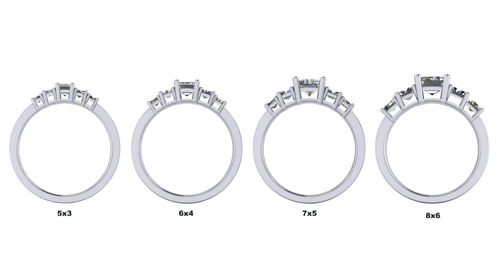 Emerald  Cut Solitaire Engagement Ring - various stone sizes 3D print model_2