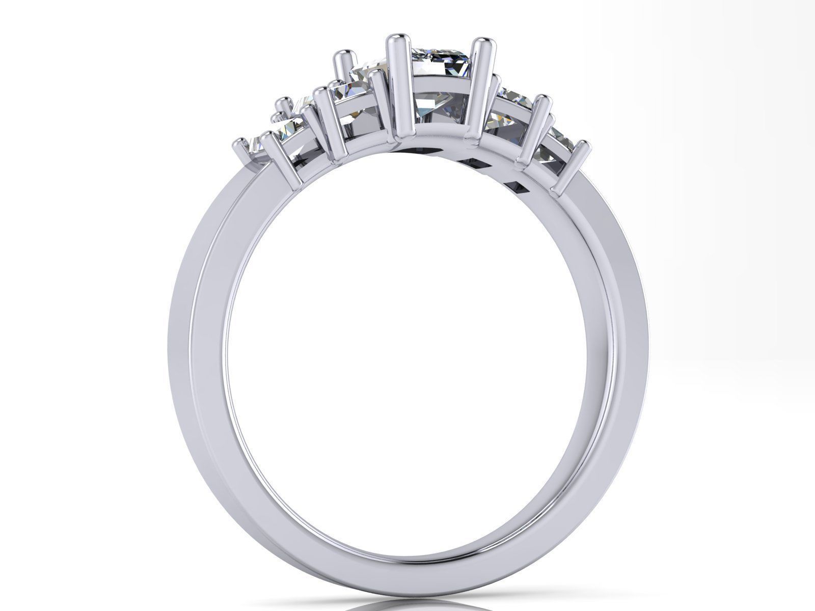 Emerald  Cut Solitaire Engagement Ring - various stone sizes 3D print model_17
